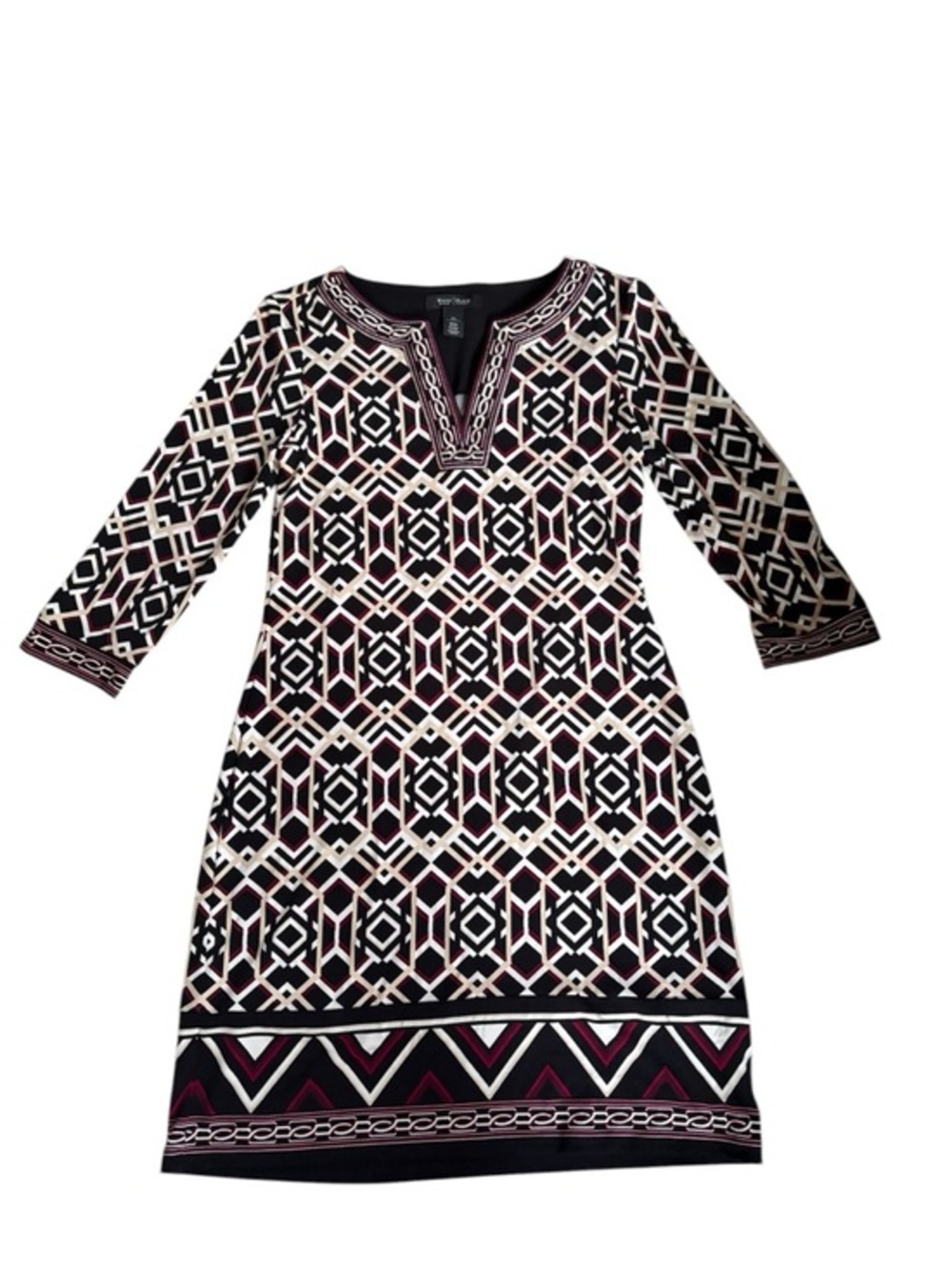 White House black market black white burgundy dress